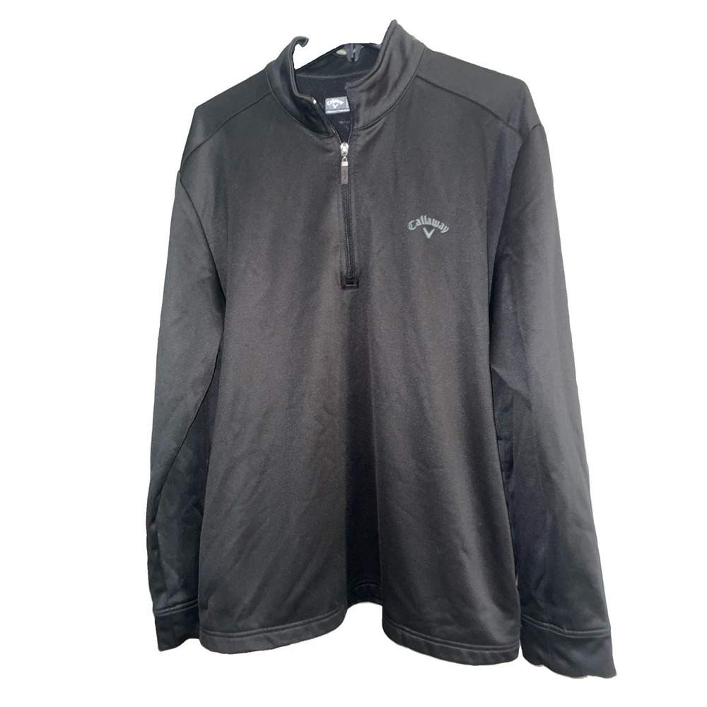 Callaway Men's XL Pull Over Black Quarter Zip Long Sleeve Golf‎ Jacket Opti Dri
